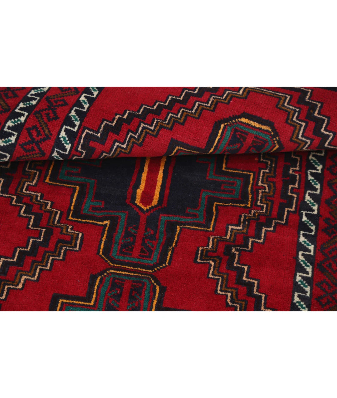 Red Afghan Baluchi Rug 2' 10" x 4' 6" Hand-Knotted | No. AT93202