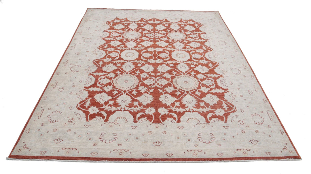 Afghan Ziegler Rug 6' 4" x 9' 0" Hand-Knotted | No. AT93381