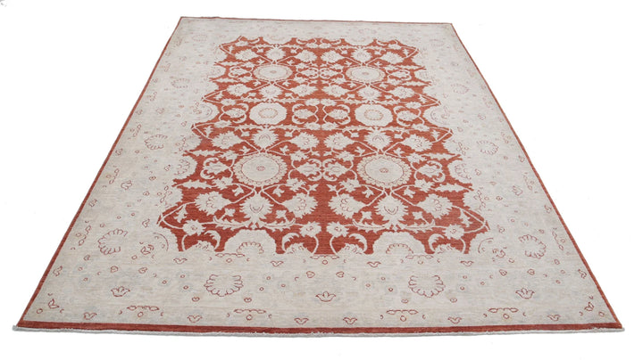Afghan Ziegler Rug 6' 4" x 9' 0" Hand-Knotted | No. AT93381