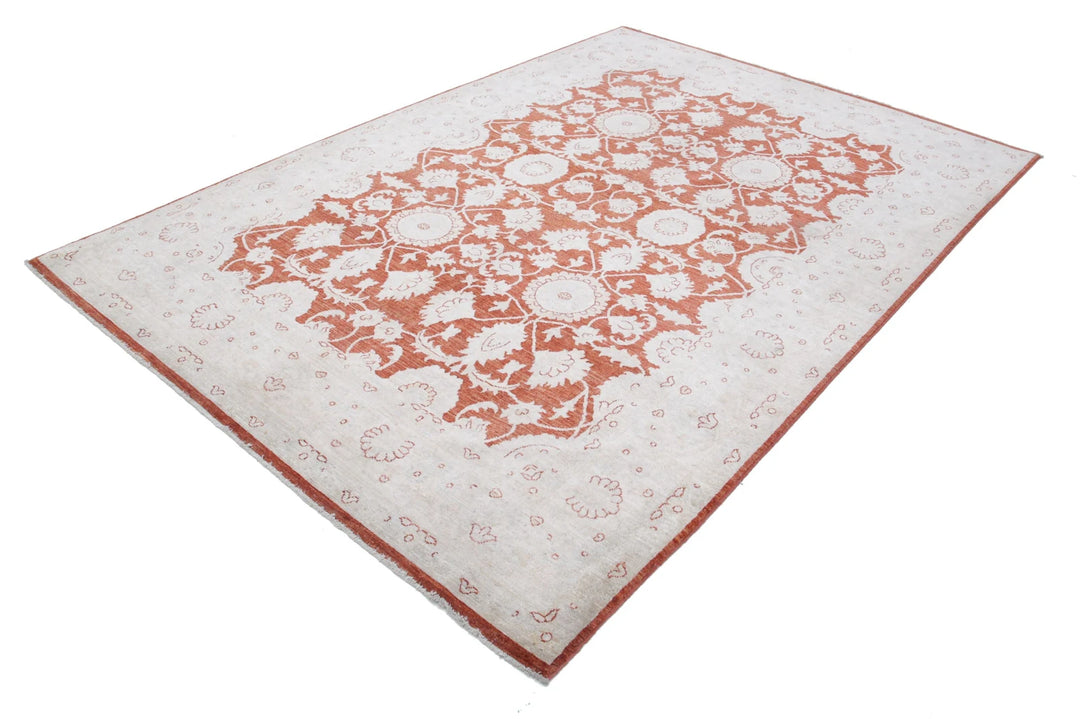Afghan Ziegler Rug 6' 4" x 9' 0" Hand-Knotted | No. AT93381