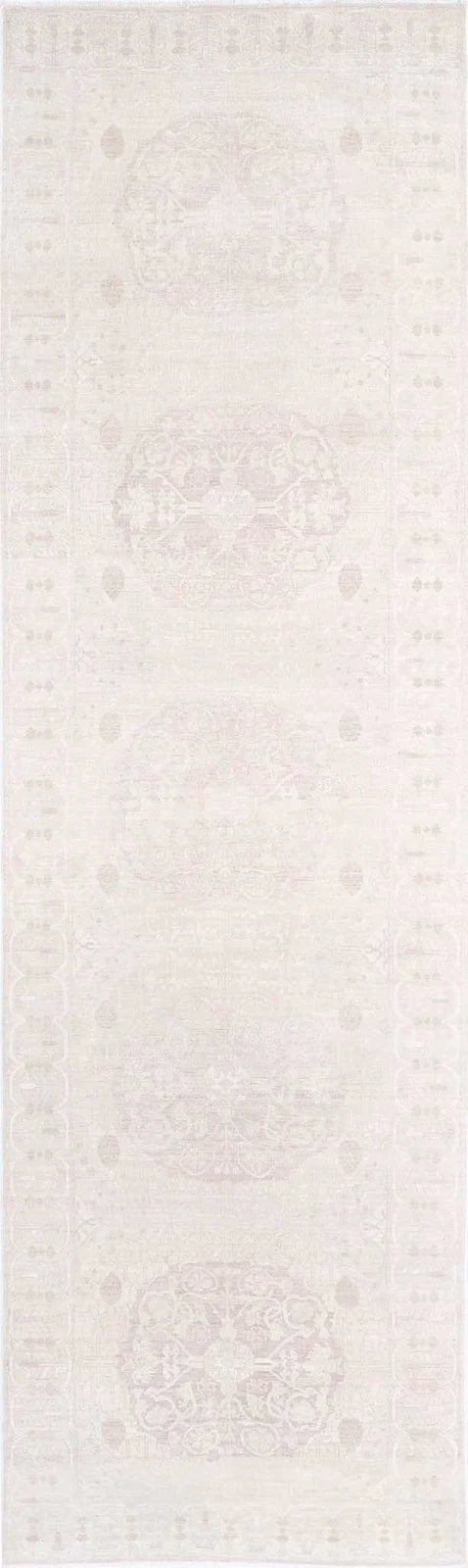 Ivory Afghan Ariana Haji Jalili Rug 4'1" x 14'3" Hand-Knotted | No. AT93429