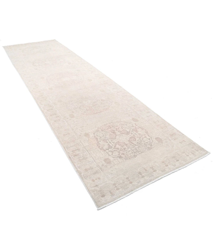 Ivory Afghan Ariana Haji Jalili Rug 4'1" x 14'3" Hand-Knotted | No. AT93429
