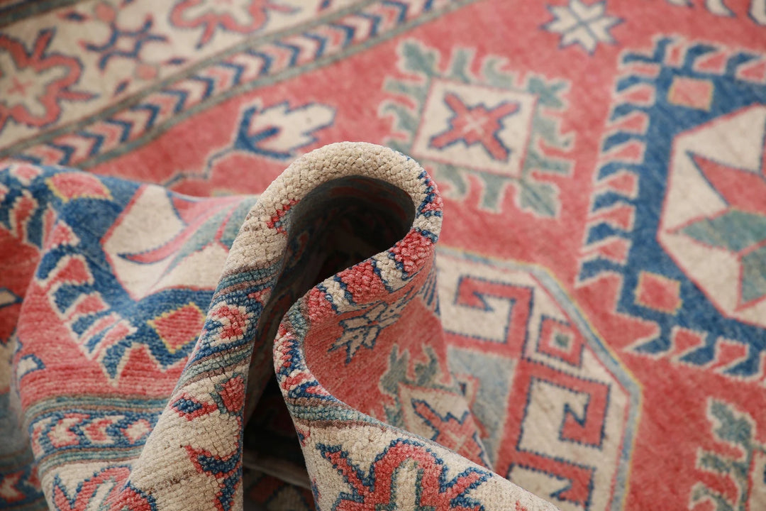 Afghan Kazak Rug 4' 0" x 5' 4" Hand-Knotted | No. AT93520