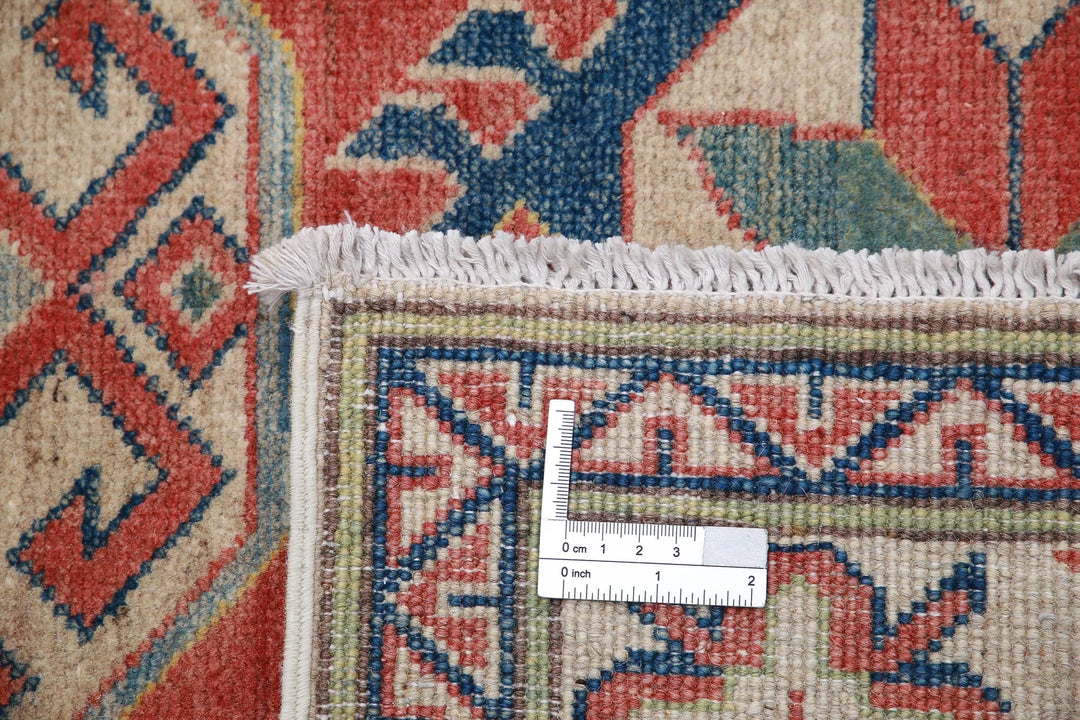 Afghan Kazak Rug 4' 0" x 5' 4" Hand-Knotted | No. AT93520
