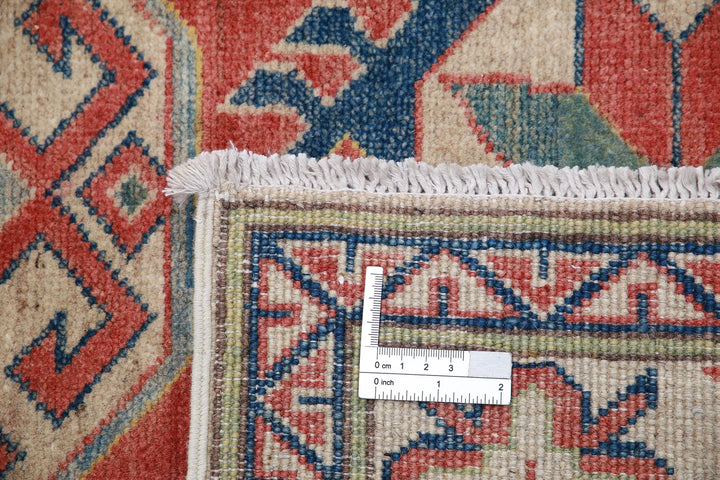 Afghan Kazak Rug 4' 0" x 5' 4" Hand-Knotted | No. AT93520