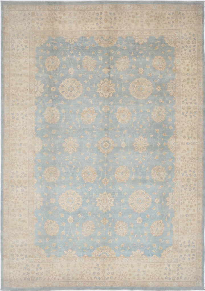 Blue Afghan Oriental Rug 9'10" x 14'0" Hand-Knotted