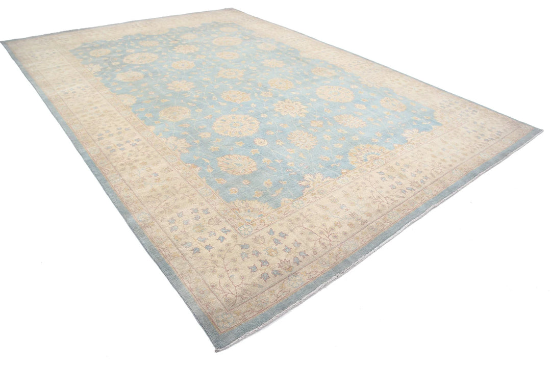 Blue Afghan Oriental Rug 9'10" x 14'0" Hand-Knotted pattern