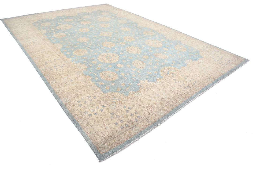 Blue Afghan Oriental Rug 9'10" x 14'0" Hand-Knotted | No. AT93597