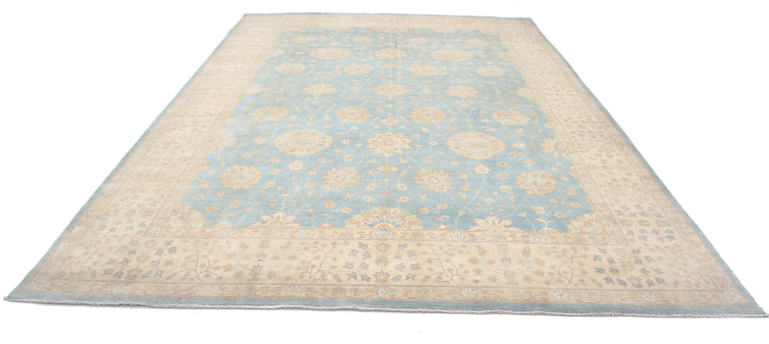 Blue Afghan Oriental Rug 9'10" x 14'0" Hand-Knotted border