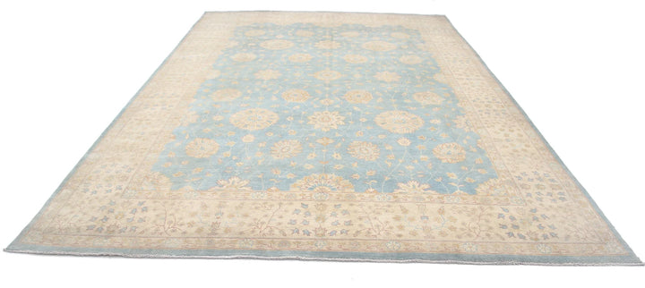 Blue Afghan Oriental Rug 9'10" x 14'0" Hand-Knotted border