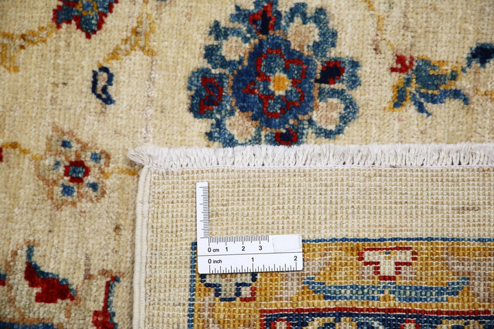 Ivory Afghan Ziegler Rug 5' 8" x 8' 0" Hand-Knotted | No. AT93610