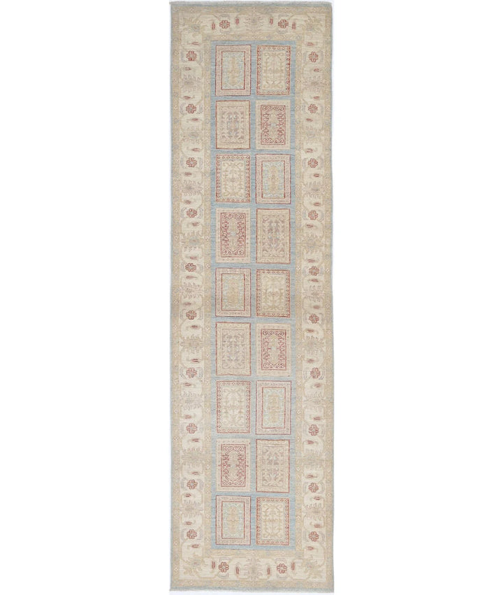 Blue Afghan Serenity Rug 2' 8" x 10' 2" Hand-Knotted | No. AT93656