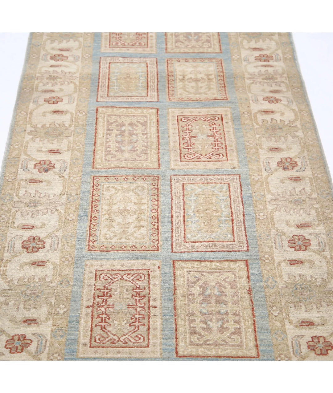 Blue Afghan Serenity Rug 2' 8" x 10' 2" Hand-Knotted | No. AT93656