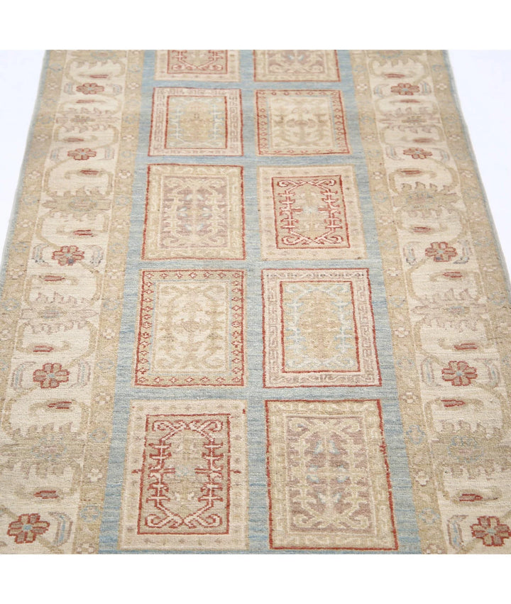 Blue Afghan Serenity Rug 2' 8" x 10' 2" Hand-Knotted | No. AT93656