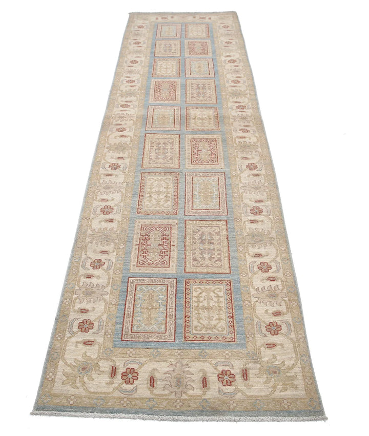 Blue Afghan Serenity Rug 2' 8" x 10' 2" Hand-Knotted | No. AT93656