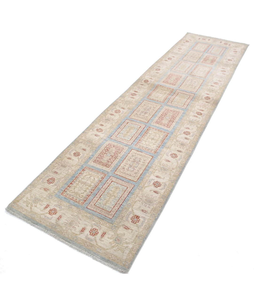 Blue Afghan Serenity Rug 2' 8" x 10' 2" Hand-Knotted | No. AT93656