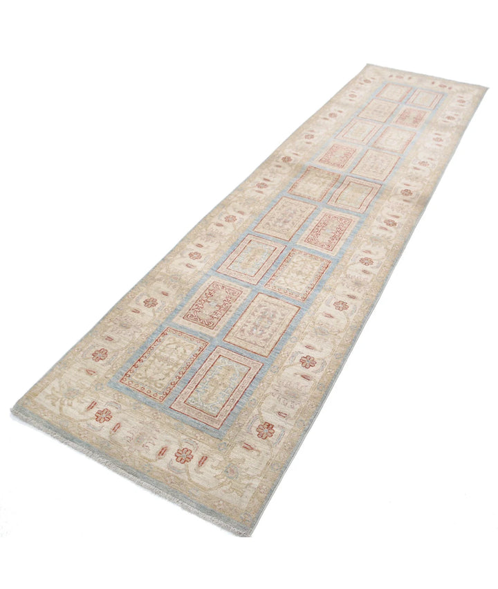 Blue Afghan Serenity Rug 2' 8" x 10' 2" Hand-Knotted | No. AT93656