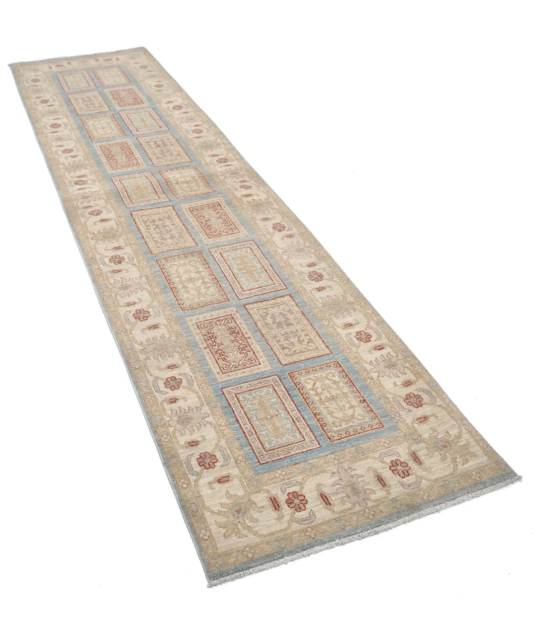 Blue Afghan Serenity Rug 2' 8" x 10' 2" Hand-Knotted | No. AT93656