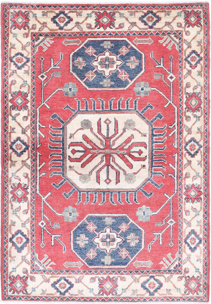 Afghan Tribal Kazak Rug 3' 3" x 4' 8" Hand-Knotted | No. AT93662