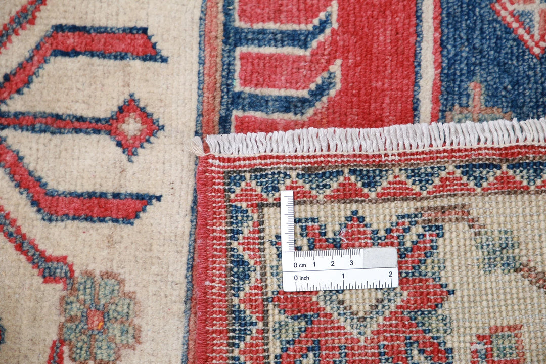 Afghan Tribal Kazak Rug 3' 3" x 4' 8" Hand-Knotted | No. AT93662