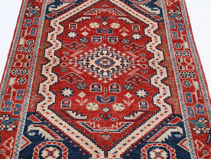 Red Afghan Oriental Rug 3' 4" x 5' 0" Hand-Knotted | No. AT93703