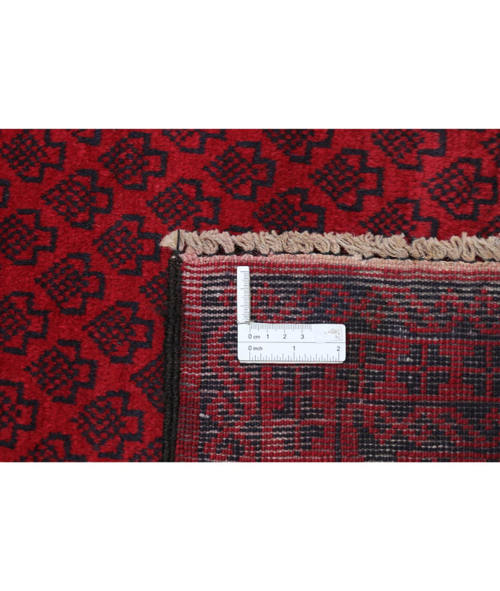 Red Afghan Baluchi Rug 3' 0" x 4' 10" Hand-Knotted | No. AT93733