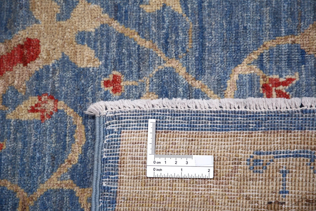Blue Afghan Ziegler Rug 6' 3" x 9' 6" Hand-Knotted | No. AT93774