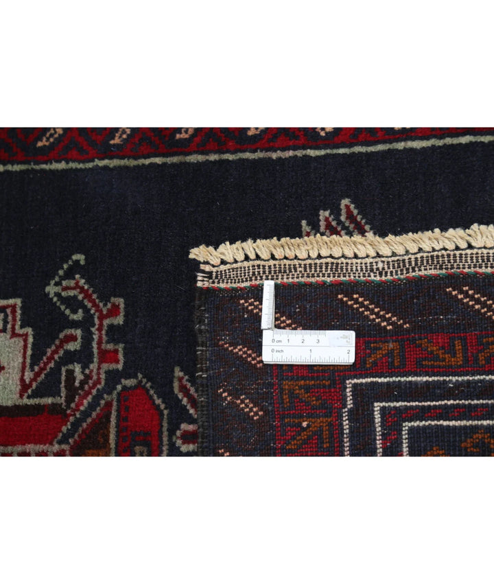 Red Afghan Baluchi Rug 2' 10" x 4' 9" Hand-Knotted | No. AT93776
