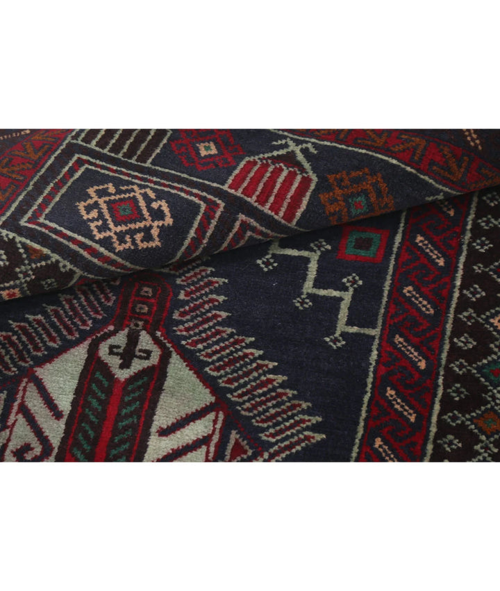 Red Afghan Baluchi Rug 2' 10" x 4' 9" Hand-Knotted | No. AT93776