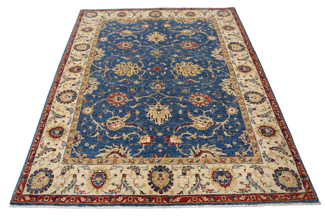 Afghan Ziegler Rug 5' 0" x 6' 8" Hand-Knotted | No. AT93898