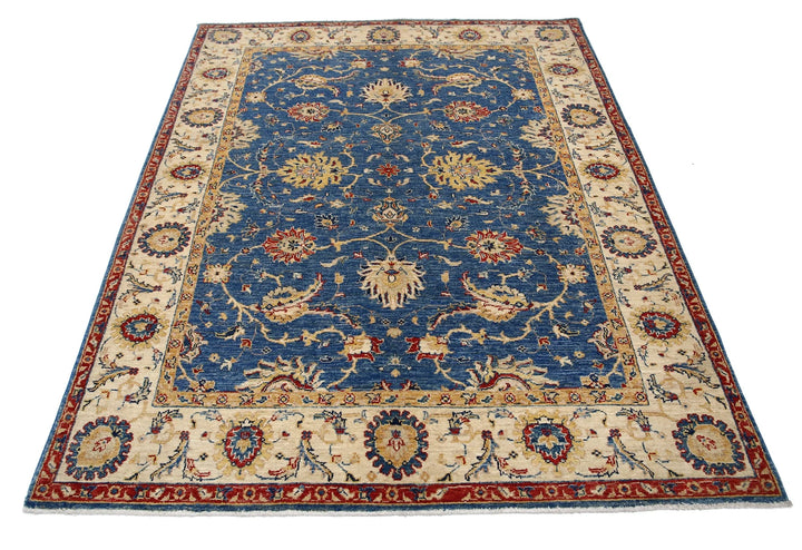 Afghan Ziegler Rug 5' 0" x 6' 8" Hand-Knotted | No. AT93898
