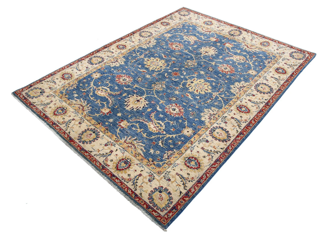 Afghan Ziegler Rug 5' 0" x 6' 8" Hand-Knotted | No. AT93898