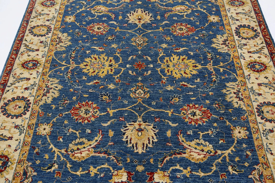 Afghan Ziegler Rug 5' 0" x 6' 8" Hand-Knotted | No. AT93898