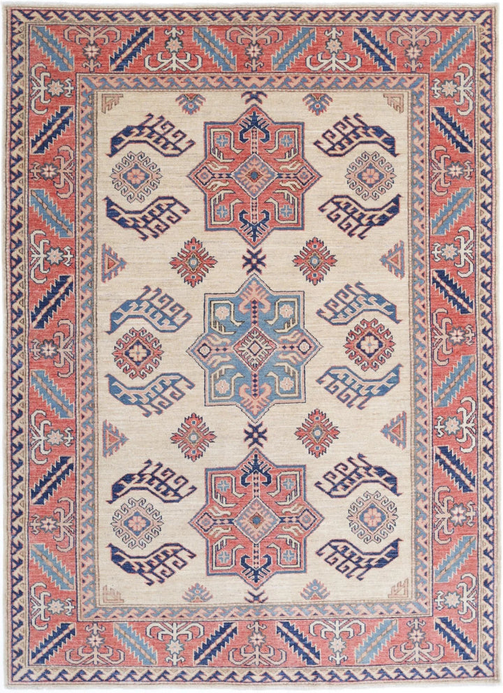 Afghan Royal Kazak Rug 4' 11" x 6' 9" Hand-Knotted | No. AT93986