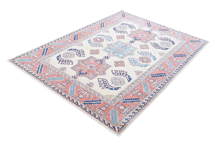 Afghan Royal Kazak Rug 4' 11" x 6' 9" Hand-Knotted | No. AT93986