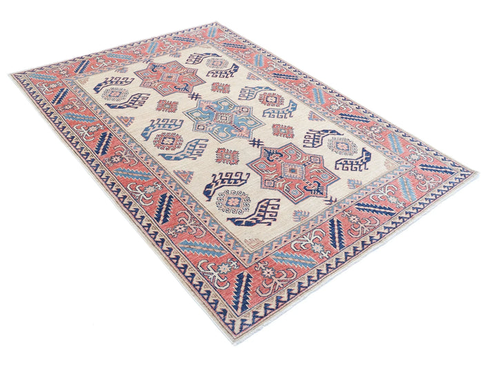 Afghan Royal Kazak Rug 4' 11" x 6' 9" Hand-Knotted | No. AT93986