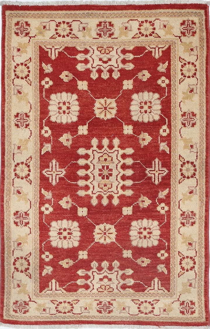 Red Afghan Ziegler Rug 2' 6" x 4' 0" Hand-Knotted | No. AT94009