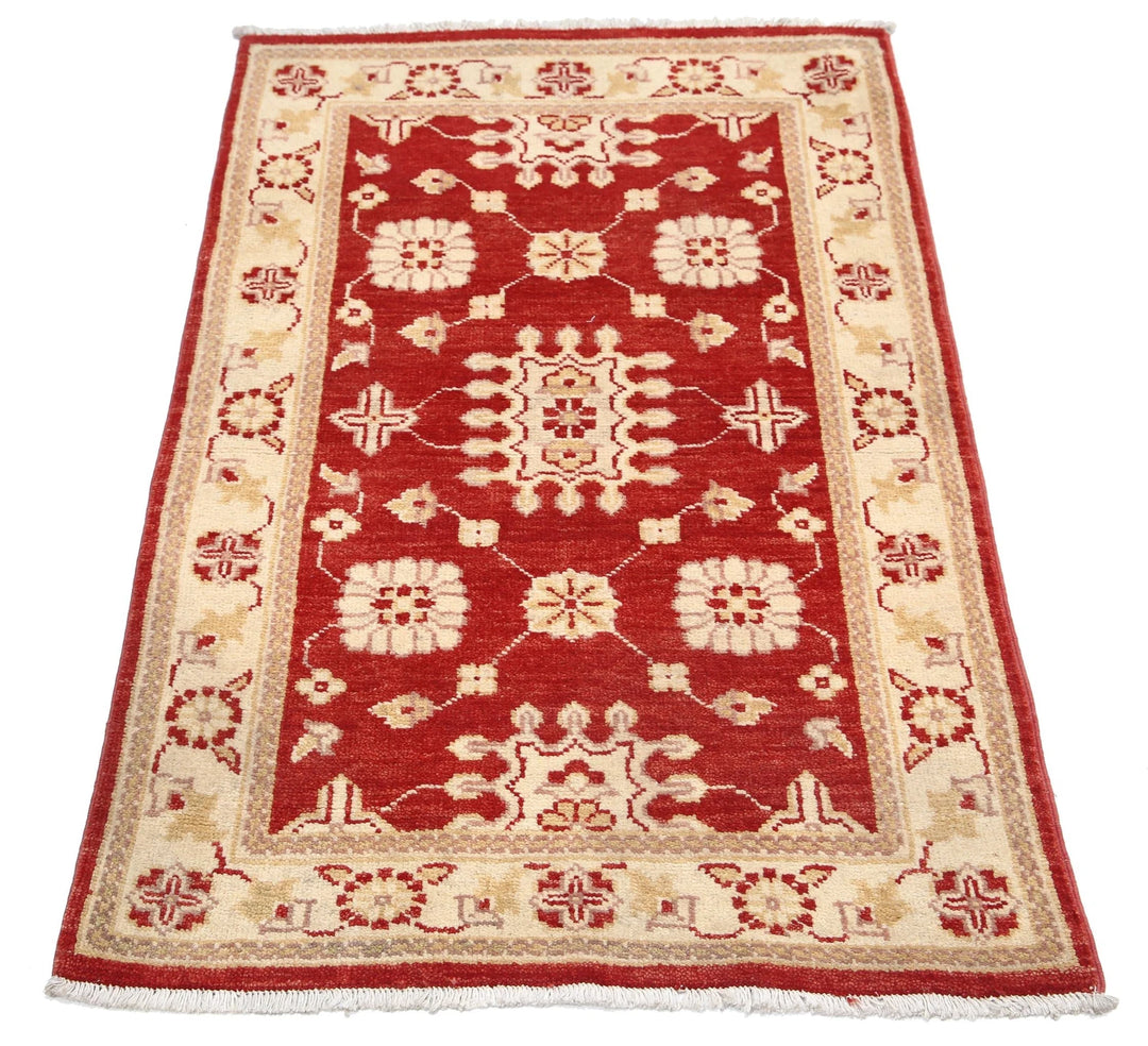 Red Afghan Ziegler Rug 2' 6" x 4' 0" Hand-Knotted | No. AT94009