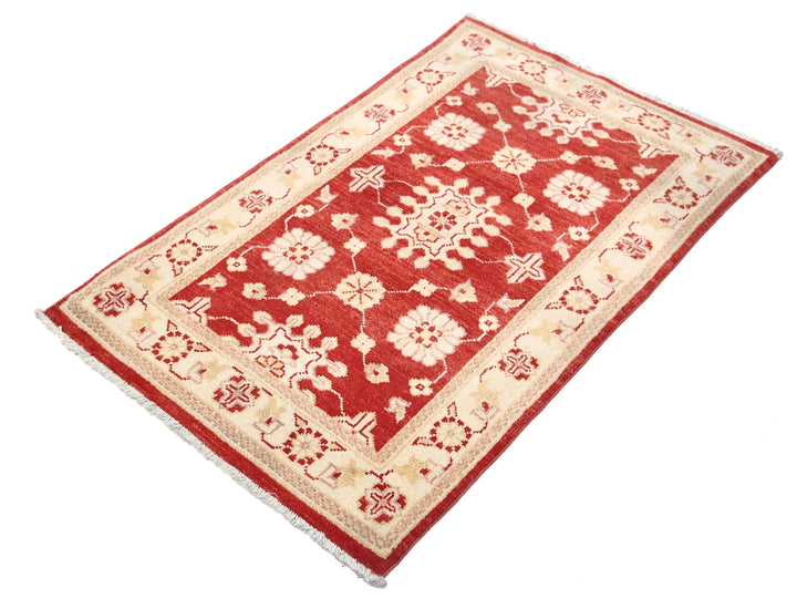 Red Afghan Ziegler Rug 2' 6" x 4' 0" Hand-Knotted | No. AT94009