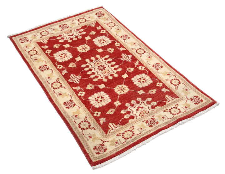 Red Afghan Ziegler Rug 2' 6" x 4' 0" Hand-Knotted | No. AT94009
