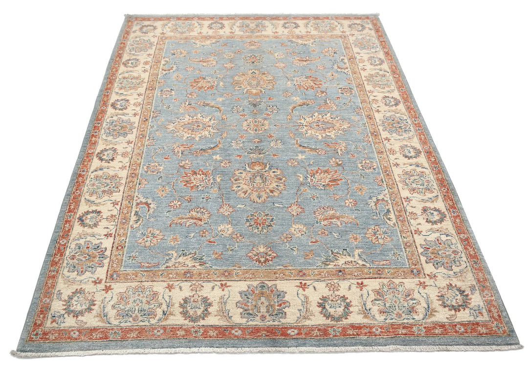 Afghan Ziegler Rug 4' 11" x 6' 7" Hand-Knotted | No. AT94084