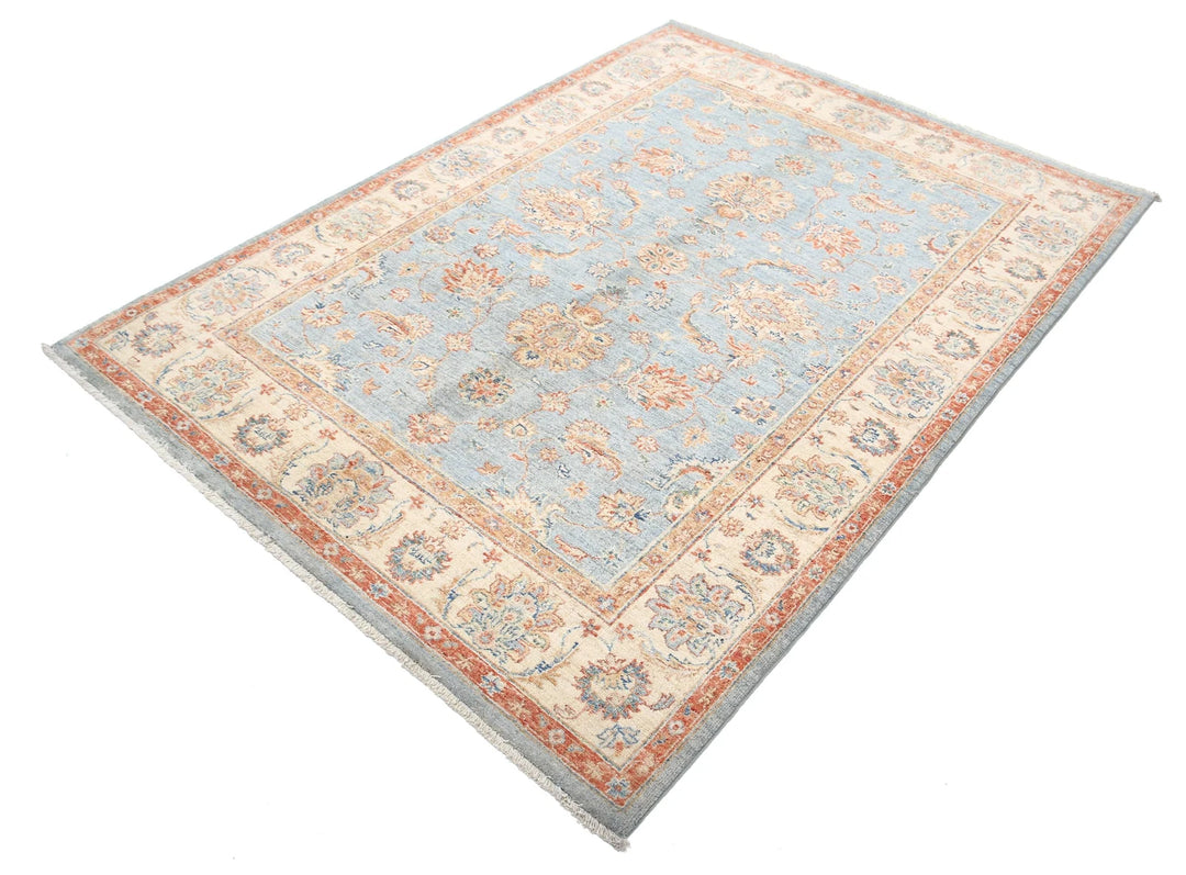 Afghan Ziegler Rug 4' 11" x 6' 7" Hand-Knotted | No. AT94084