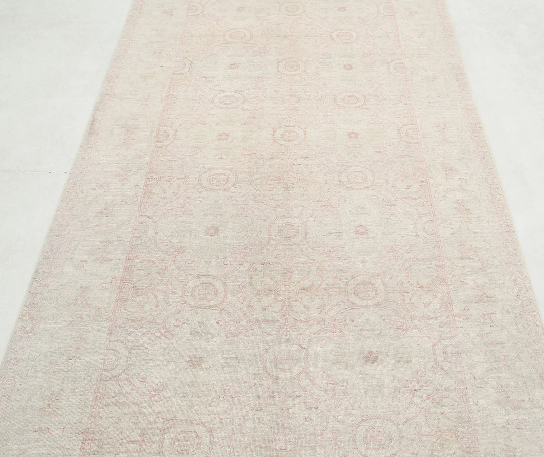 Afghan Tabriz Rug 3' 11" x 11' 0" Hand-Knotted | No. AT94111