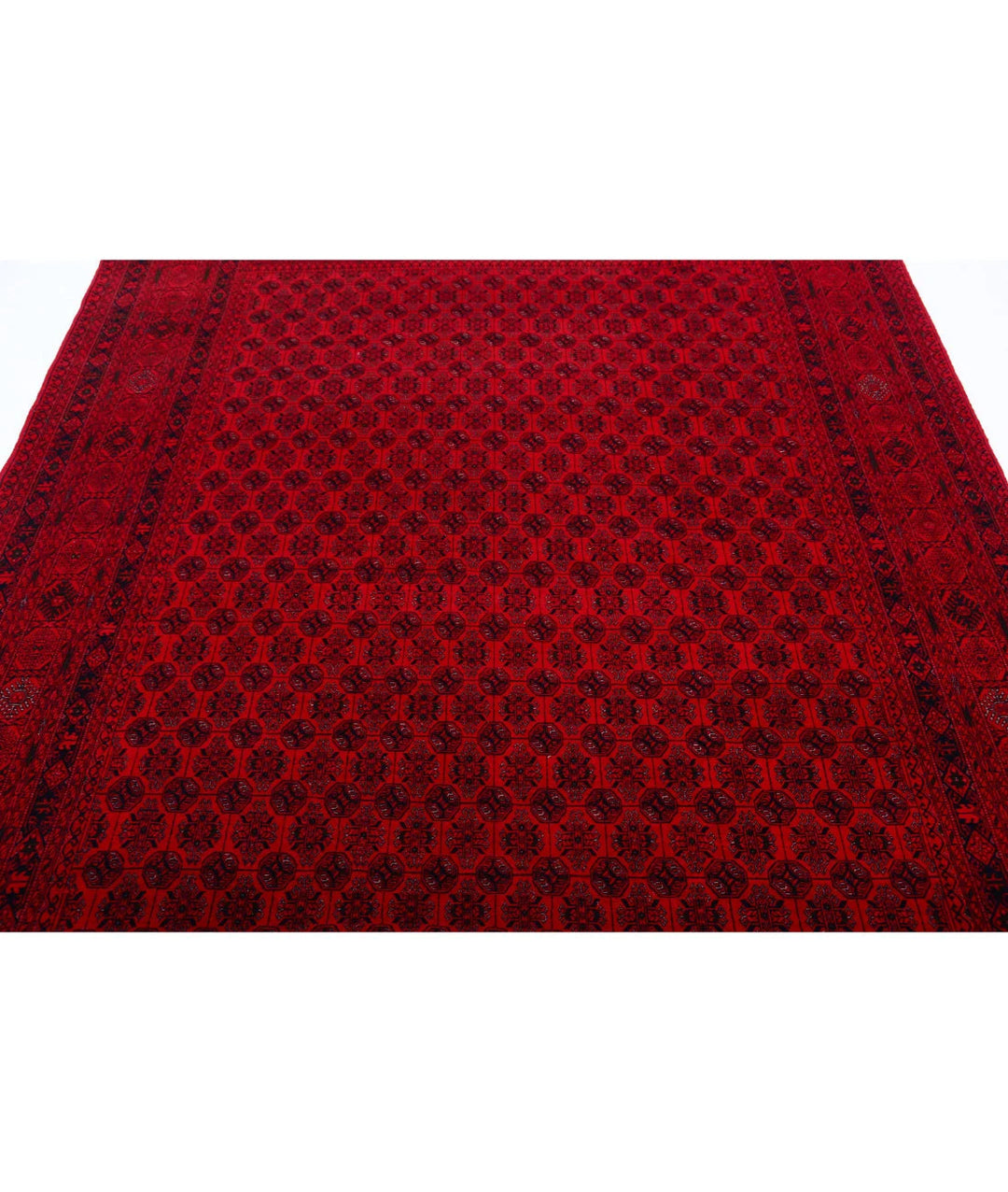 Red Afghan Beljik Rug 6' 6" x 9' 5" Hand-Knotted | No. AT94177