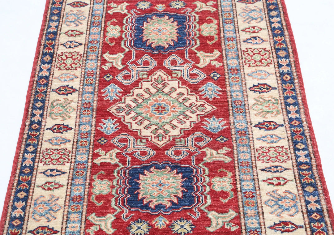 Afghan Kazak Rug 2' 9" x 4' 2" Hand-Knotted | No. AT94308
