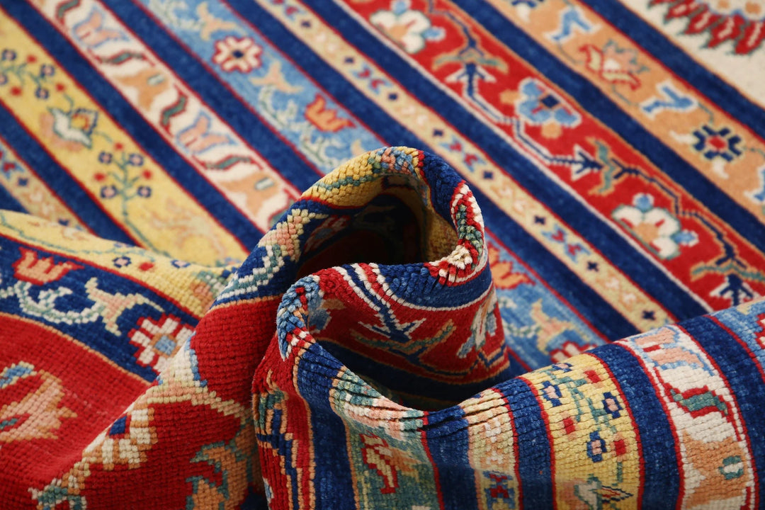 Blue Afghan Ziegler Rug 6' 7" x 9' 2" Hand-Knotted | No. AT94351
