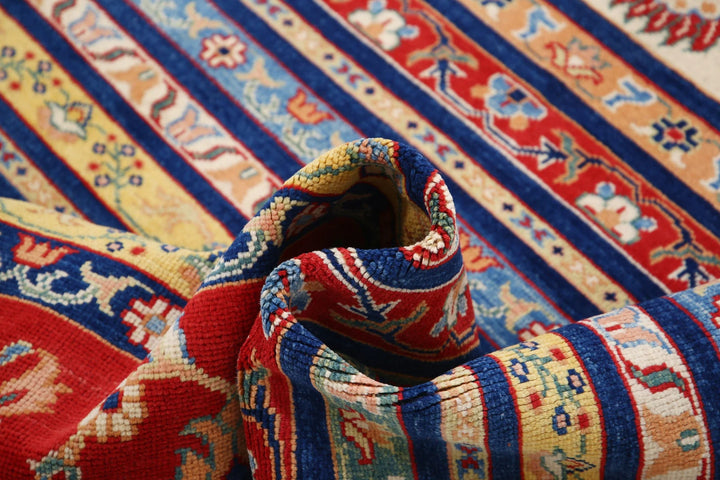 Blue Afghan Ziegler Rug 6' 7" x 9' 2" Hand-Knotted | No. AT94351