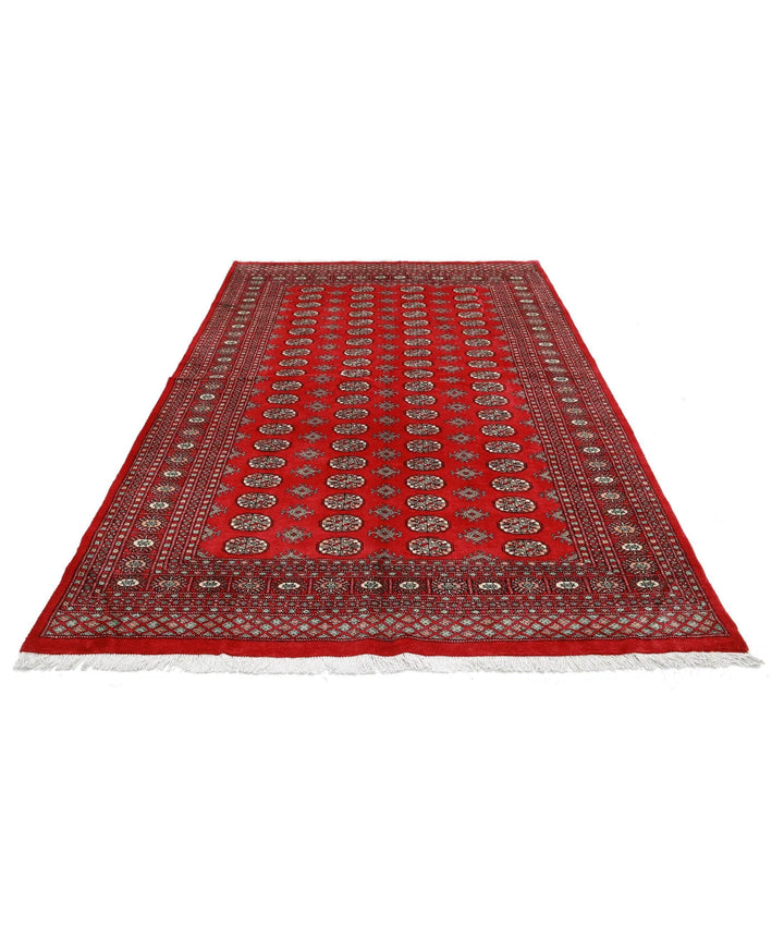 Red Pakistani Bokhara Rug 6' 0" x 8' 10" Hand-Knotted | No. AT944006