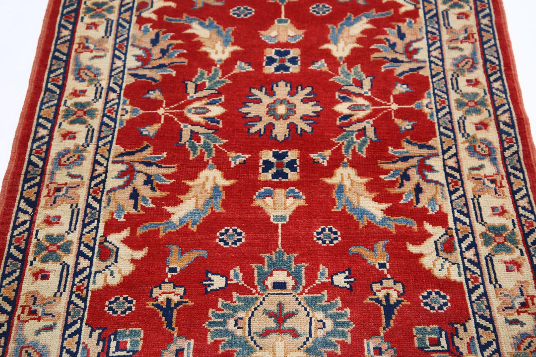 Red Afghan Oriental Rug 3' 1" x 4' 8" Hand-Knotted view