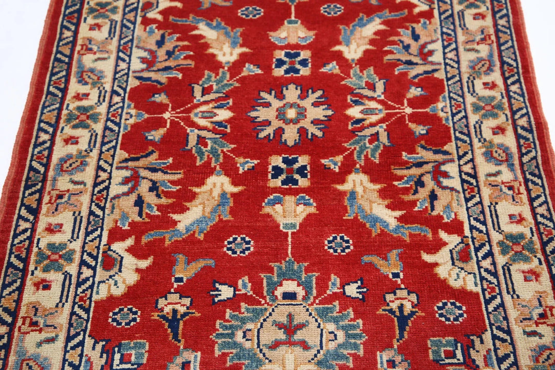 Red Afghan Oriental Rug 3' 1" x 4' 8" Hand-Knotted | No. AT94476